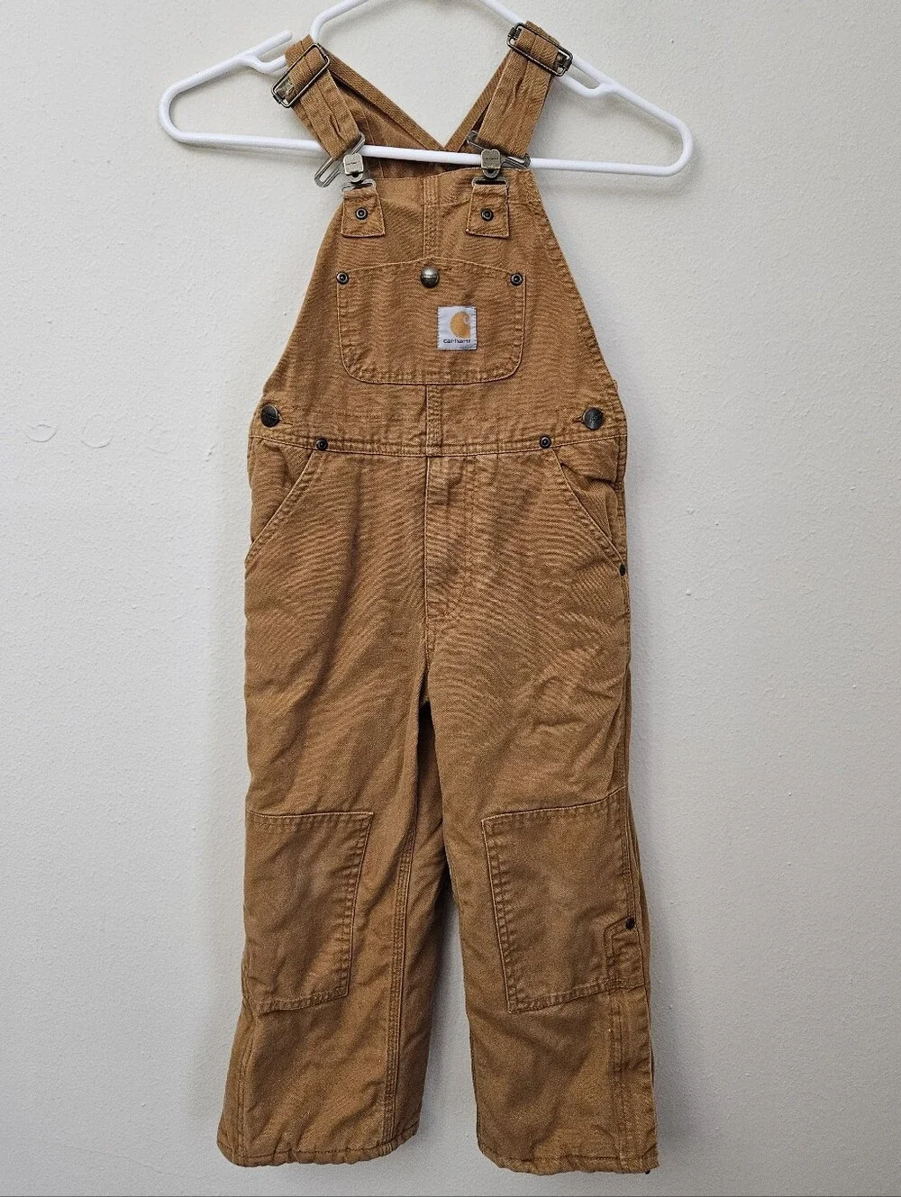 Carhartt Kids Tan Brown Overalls with Front Pocket Size 6